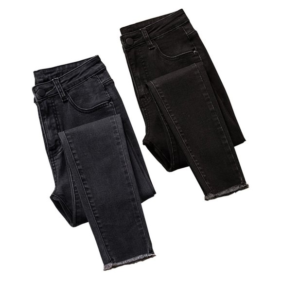Thin velvet high-waisted jeans